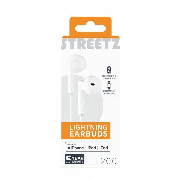 Streetz Hörlurar L200 Lightning Earbuds Vit