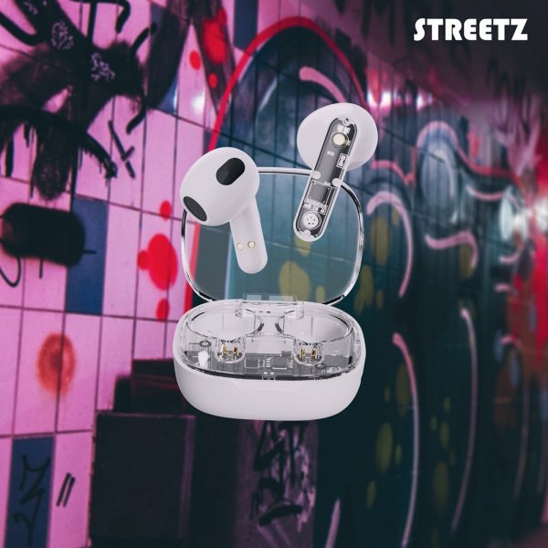 Streetz Hörlurar T150 Transparent True Wireless Earbuds Vit