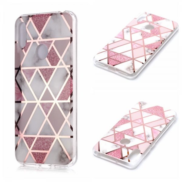 Huawei Y6 2019 Skal Marmor Vit Rosa