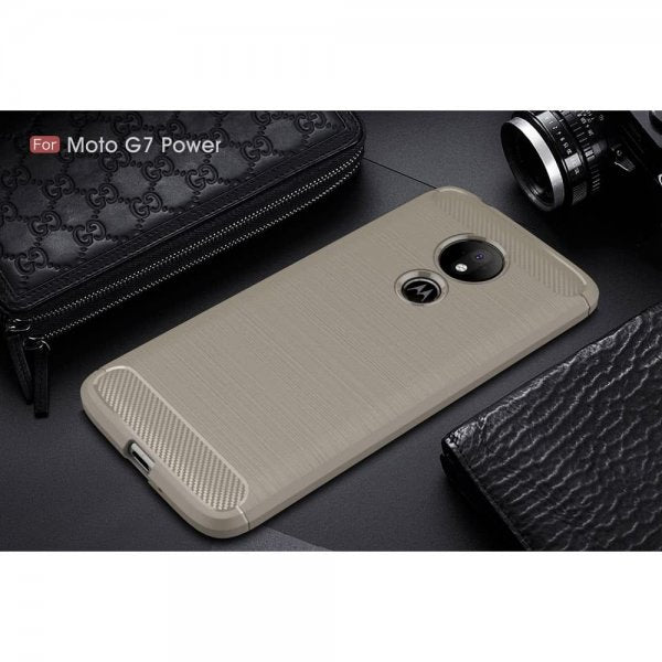 Mofi Motorola Moto G7 Power Skal Borstad Kolfibertextur Grå