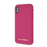 Karl Lagerfeld iPhone X/Xs Skal Silikon Lagerfeld Guld Logo Magenta