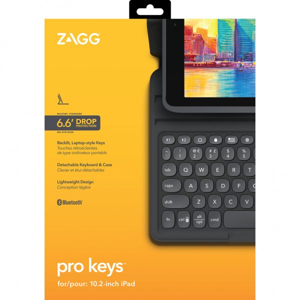 ZAGG iPad 10.2 (gen 7/8/9) Fodral med Tangentbord Pro Keys Svart Nordic Grå