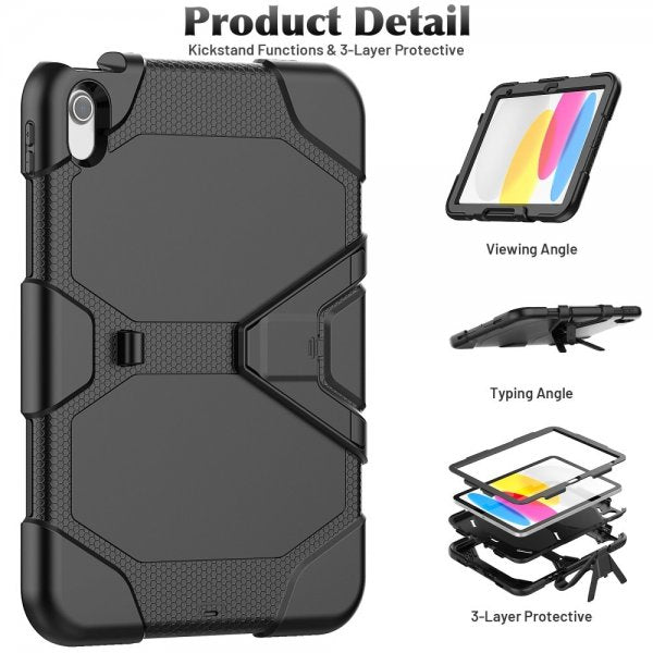 iPad 10.9 (gen 10)/iPad 11 (A16) Skal Heavy Duty Armor Svart