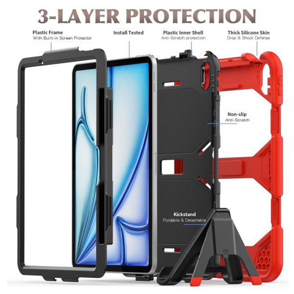 iPad Air 11 (M2/M3/M4) Skal Heavy Duty Armor Röd