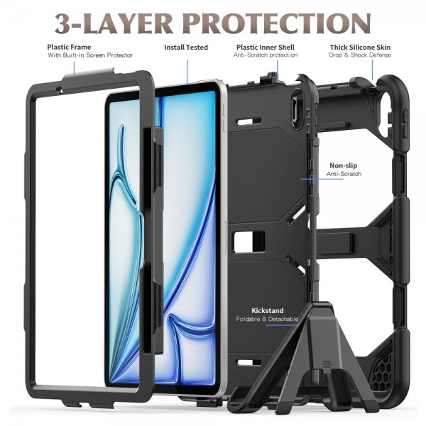 iPad Air 11 (M2/M3/M4) Skal Heavy Duty Armor Svart