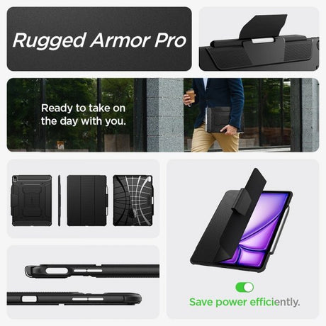 Spigen iPad Air 13 (M2/M3/M4) Fodral Rugged Armor Pro Svart