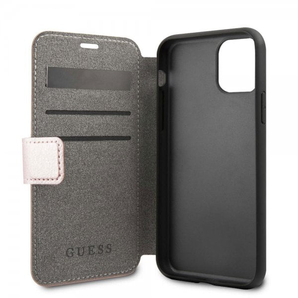 Guess iPhone 11 Fodral Lädertextur Roseguld