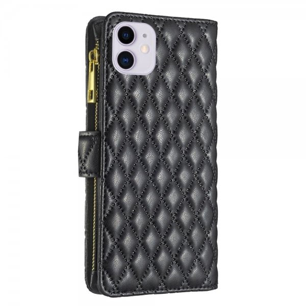 iPhone 11 Fodral Rombmönster Dragkedja Svart