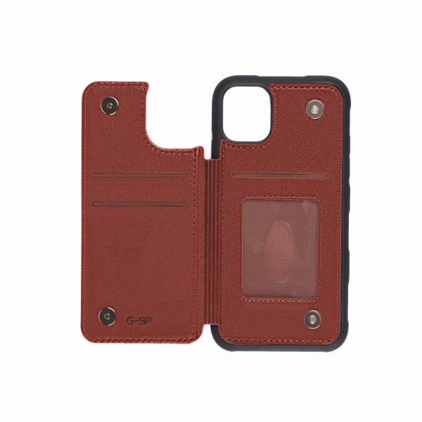 iPhone 11 Pro Max Skal Utfällbar Korthållare Brun