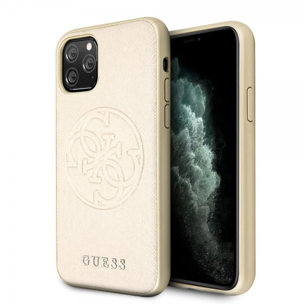 Guess iPhone 11 Pro Skal Saffiano Cover Guld