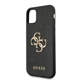 Guess iPhone 11 Skal 4G Logo Saffiano Svart