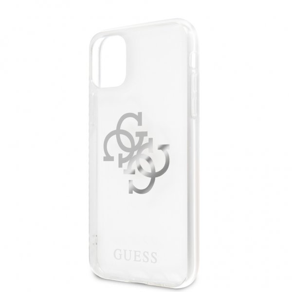 Guess iPhone 11 Skal 4G Logo Silver Klar