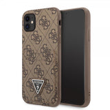 Guess iPhone 11 Skal Double Cardslot Metal Triangle Brun