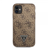 Guess iPhone 11 Skal Double Cardslot Metal Triangle Brun