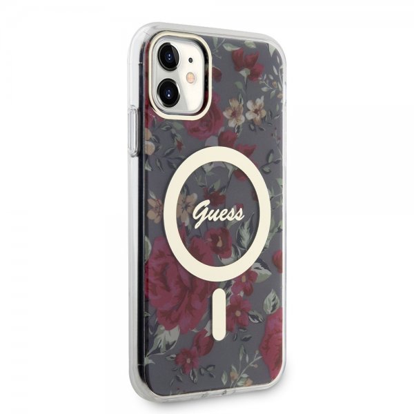 Guess iPhone 11 Skal Flower MagSafe Kaki