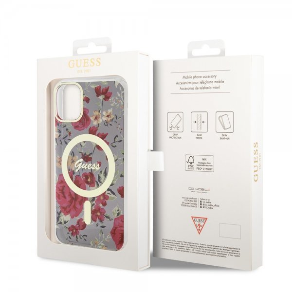 Guess iPhone 11 Skal Flower MagSafe Kaki