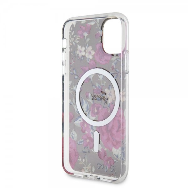 Guess iPhone 11 Skal Flower MagSafe Kaki