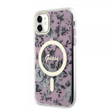 Guess iPhone 11 Skal Flower MagSafe Rosa