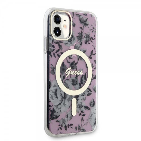 Guess iPhone 11 Skal Flower MagSafe Rosa
