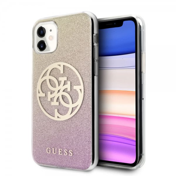 Guess iPhone 11 Skal Glitter Circle Roseguld