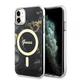 Guess iPhone 11 Skal Golden Marble MagSafe Svart