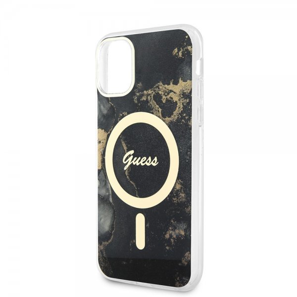 Guess iPhone 11 Skal Golden Marble MagSafe Svart