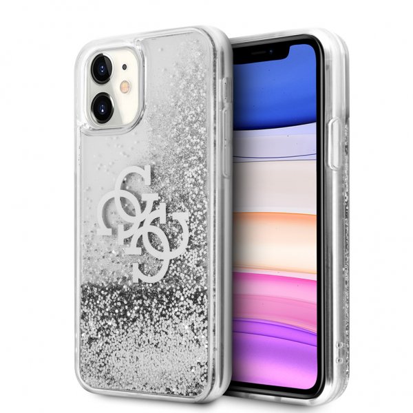 Guess iPhone 11 Skal Liquid Glitter Silver Klar