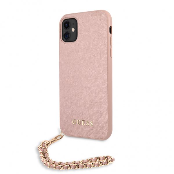 Guess iPhone 11 Skal Saffiano Chain Rosa