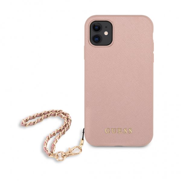 Guess iPhone 11 Skal Saffiano Chain Rosa