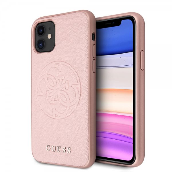 Guess iPhone 11 Skal Saffiano Cover Roseguld