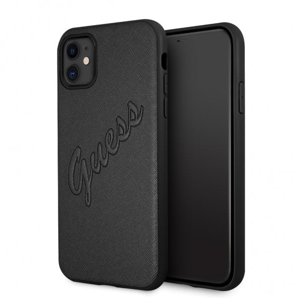Guess iPhone 11 Skal Saffiano Vintage Script Svart