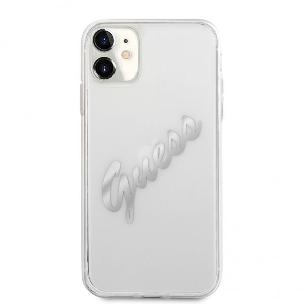 Guess iPhone 11 Skal Vintage Script Silver Klar