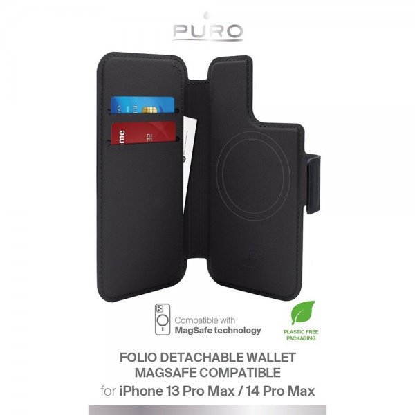Puro iPhone 12/13/14/15 Pro Max/iPhone 14/15 Plus Fodral MagSafe Folio Svart