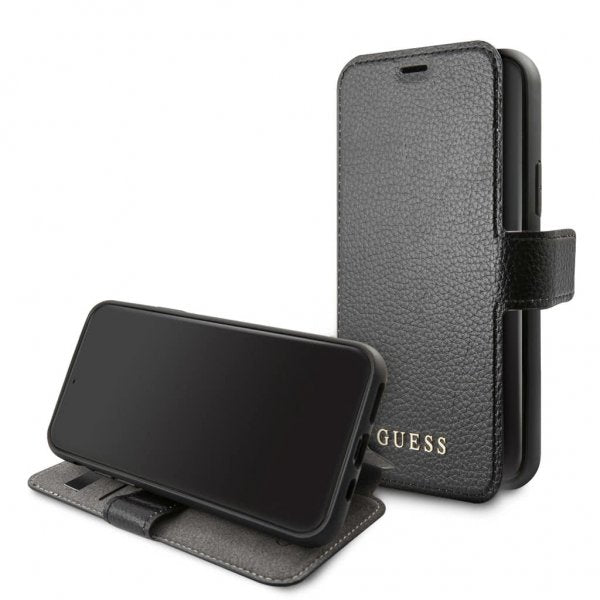 Guess iPhone 12 Mini Fodral Lädertextur Svart
