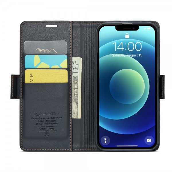 CaseMe iPhone 12/iPhone 12 Pro Fodral 023 Series Svart