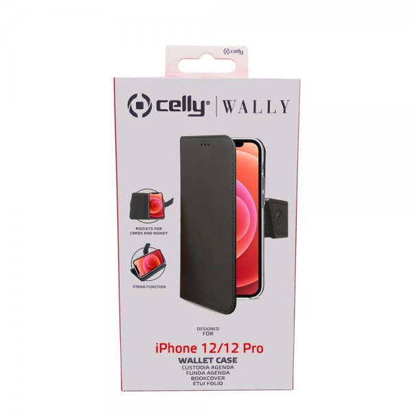 Celly iPhone 12/iPhone 12 Pro Fodral Wally Wallet Case Svart