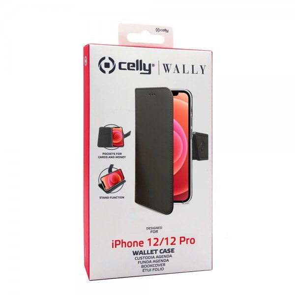 Celly iPhone 12/iPhone 12 Pro Fodral Wally Wallet Case Svart
