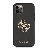 Guess iPhone 12/iPhone 12 Pro Skal 4G Logo Saffiano Svart