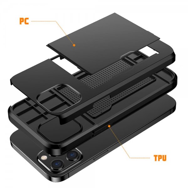 iPhone 12/iPhone 12 Pro Skal Card Slide Svart