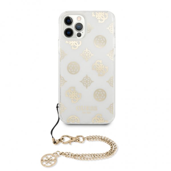 Guess iPhone 12/iPhone 12 Pro Skal Chain Peony Guld