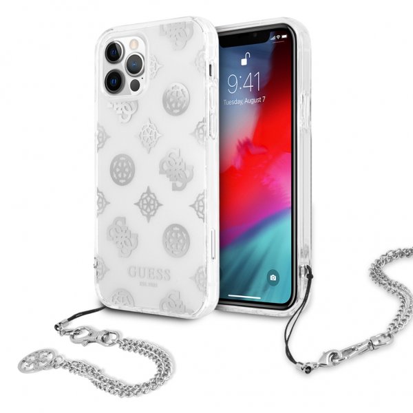 Guess iPhone 12/iPhone 12 Pro Skal Chain Peony Silver