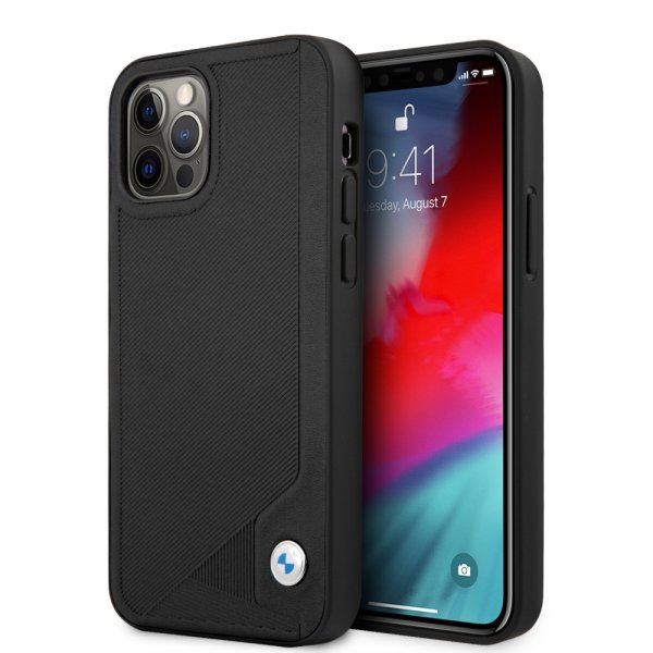 BMW iPhone 12/iPhone 12 Pro Skal Debossed Stripes Svart