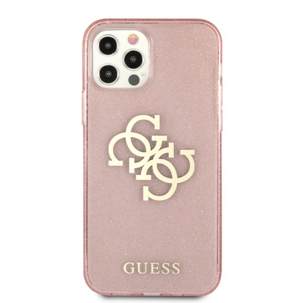 Guess iPhone 12/iPhone 12 Pro Skal Full Glitter Rosa
