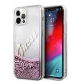 Guess iPhone 12/iPhone 12 Pro Skal Liquid Glitter Vintage Rosa