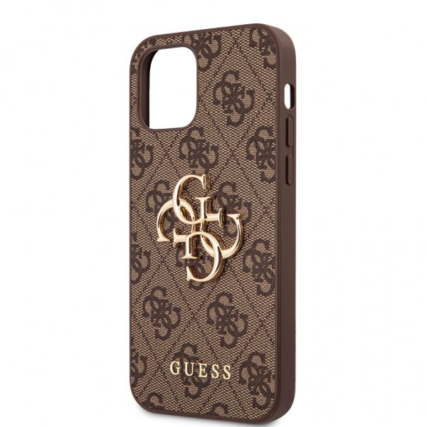 Guess iPhone 12/iPhone 12 Pro Skal Metal Logo Brun