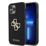 Guess iPhone 12/iPhone 12 Pro Skal Perforated Glitter Svart