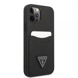Guess iPhone 12/iPhone 12 Pro Skal Saffiano Double Cardslot Svart
