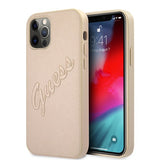 Guess iPhone 12/iPhone 12 Pro Skal Saffiano Vintage Script Guld