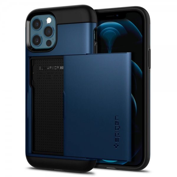 Spigen iPhone 12/iPhone 12 Pro Skal Slim Armor CS Navy Blue