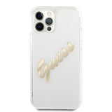 Guess iPhone 12/iPhone 12 Pro Skal Vintage Script Guld Klar